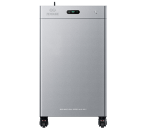 Zendure SolarFlow 3000 Mix AC+ – silberfarbene, tragbare Off-Grid-Stromstation mit Rädern und digitalem Display zur Energieverwaltung