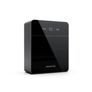 Heimakku in glänzendem Schwarz mit Digitalanzeige sowie WLAN- und Bluetooth-Verbindung von Marstek, Energiespeicher für netzunabhängige Systeme.