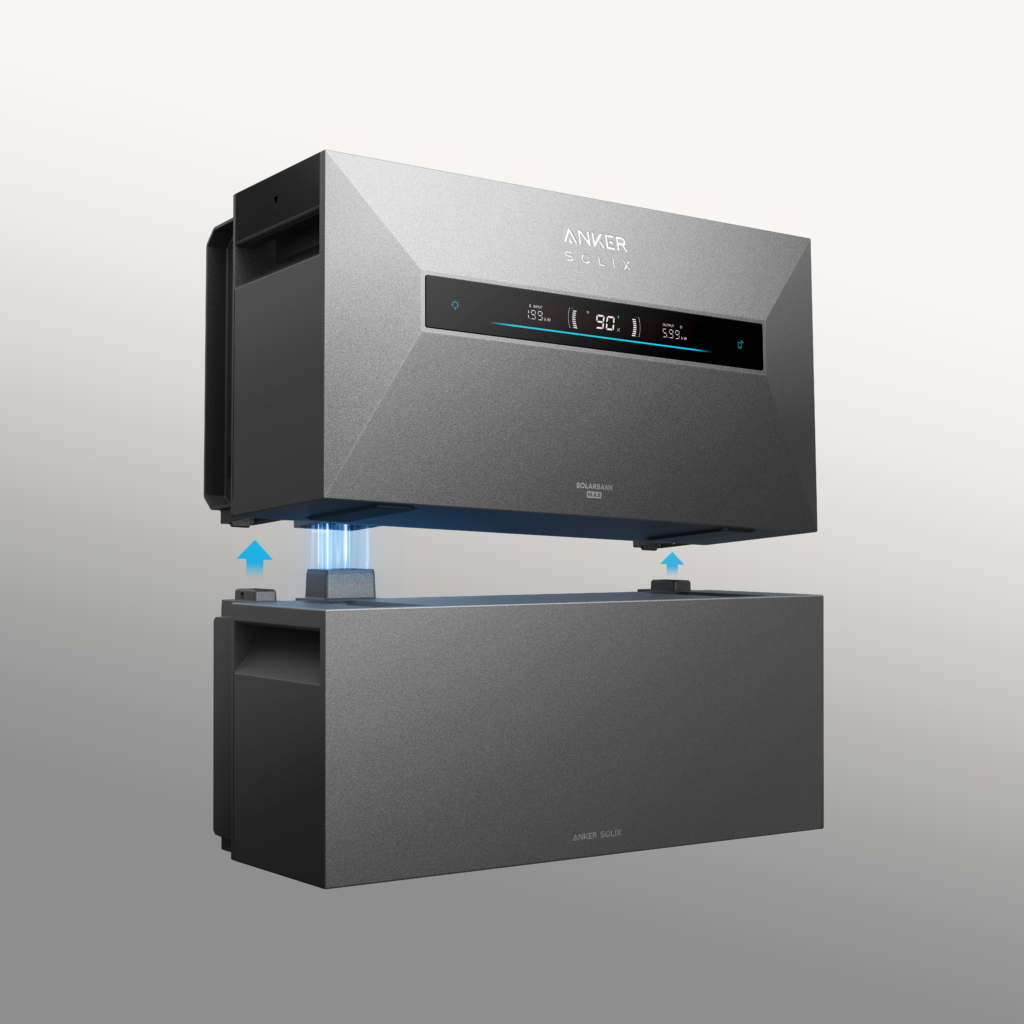 Eine modulare Anker SOLIX-Heimbatterie mit digitalem Display – ein Beispiel für die besten Plug-in-Heimbatterien des Jahres 2026.